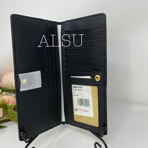 Michael Kors Flat Slim Bifolder Black Leather - Picture 3 of 4